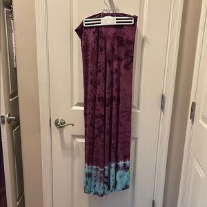 Lucky Brand Tie-Dye Maxi Skirt coverup- Purple and Blue